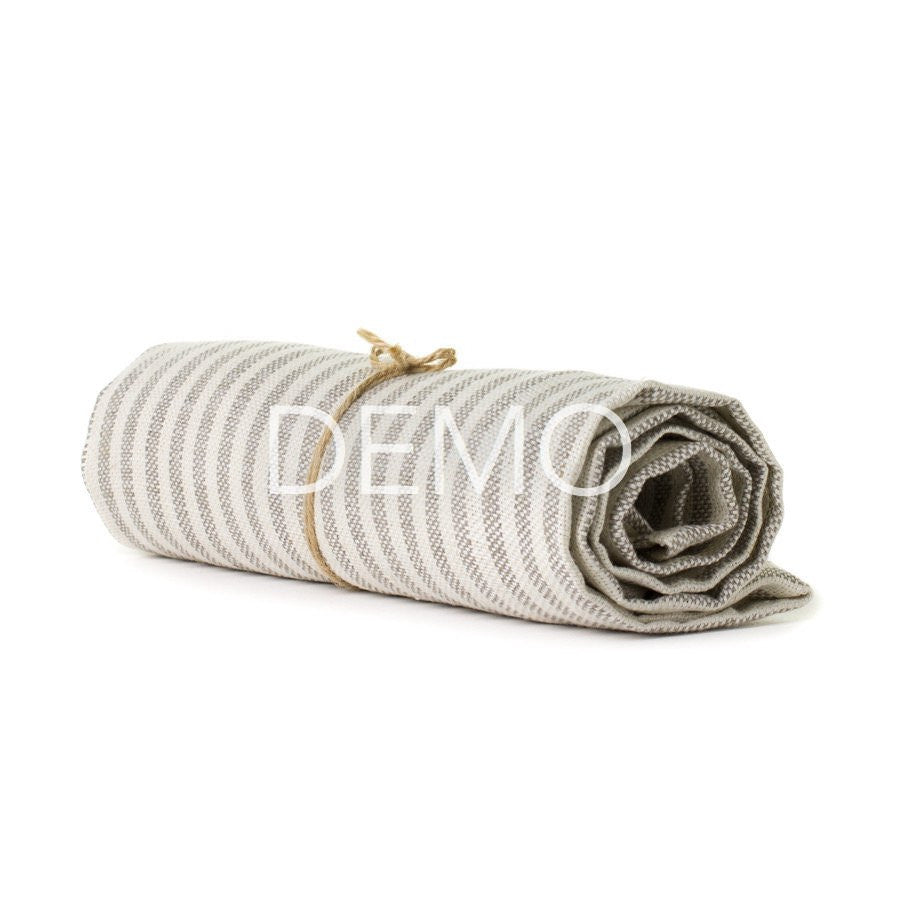 Fog Linen Chambray Beach Towel – Beige Stripe