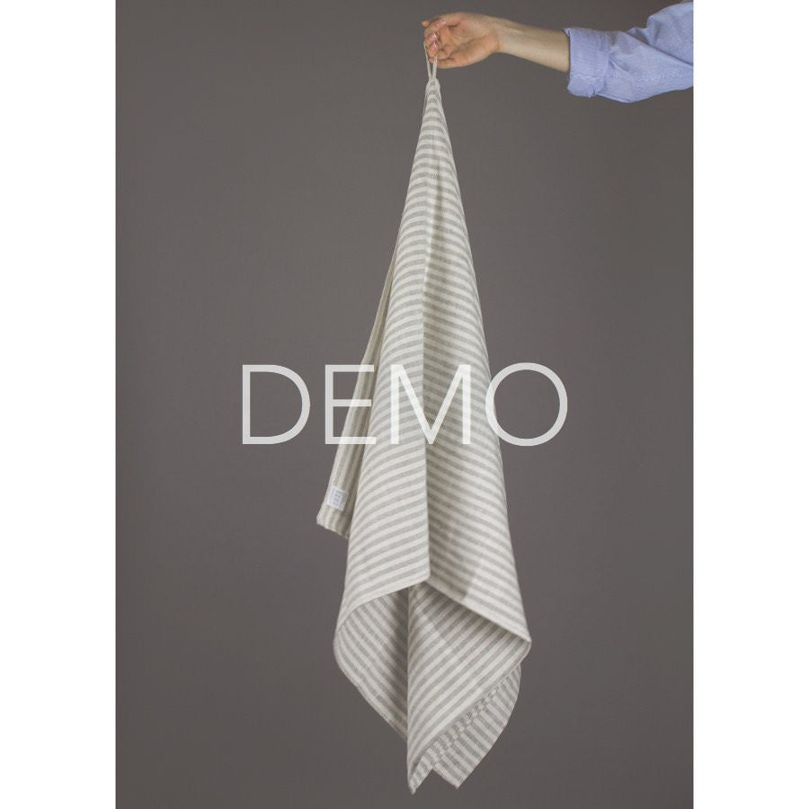 Fog Linen Chambray Beach Towel – Beige Stripe