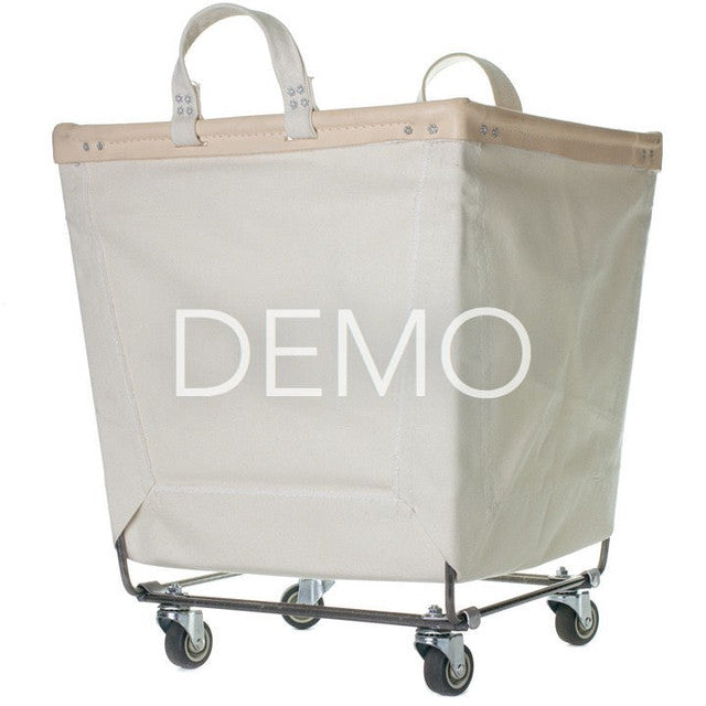 Heavy-Duty Canvas Laundry Cart with Leather Trim