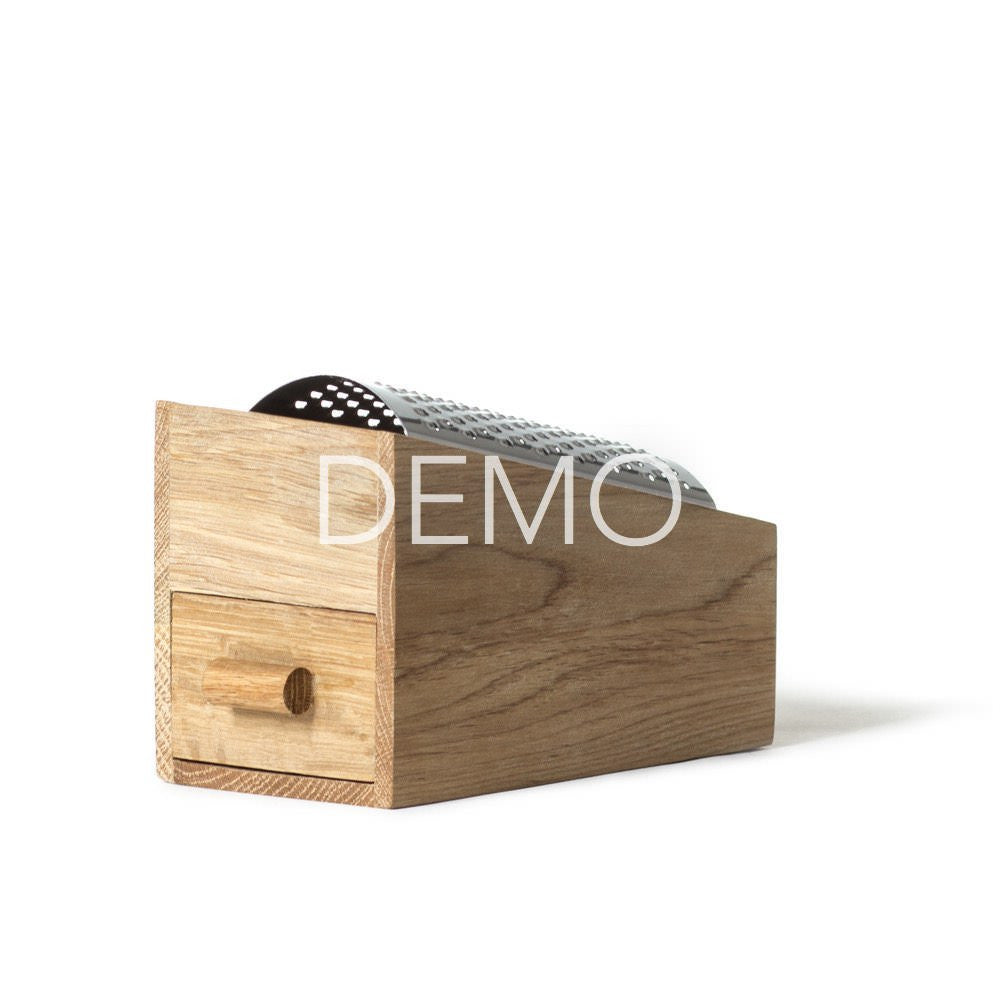 Oak Cheese Grater with Stainless Steel Grating Drawer