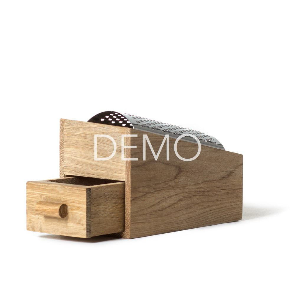 Oak Cheese Grater with Stainless Steel Grating Drawer