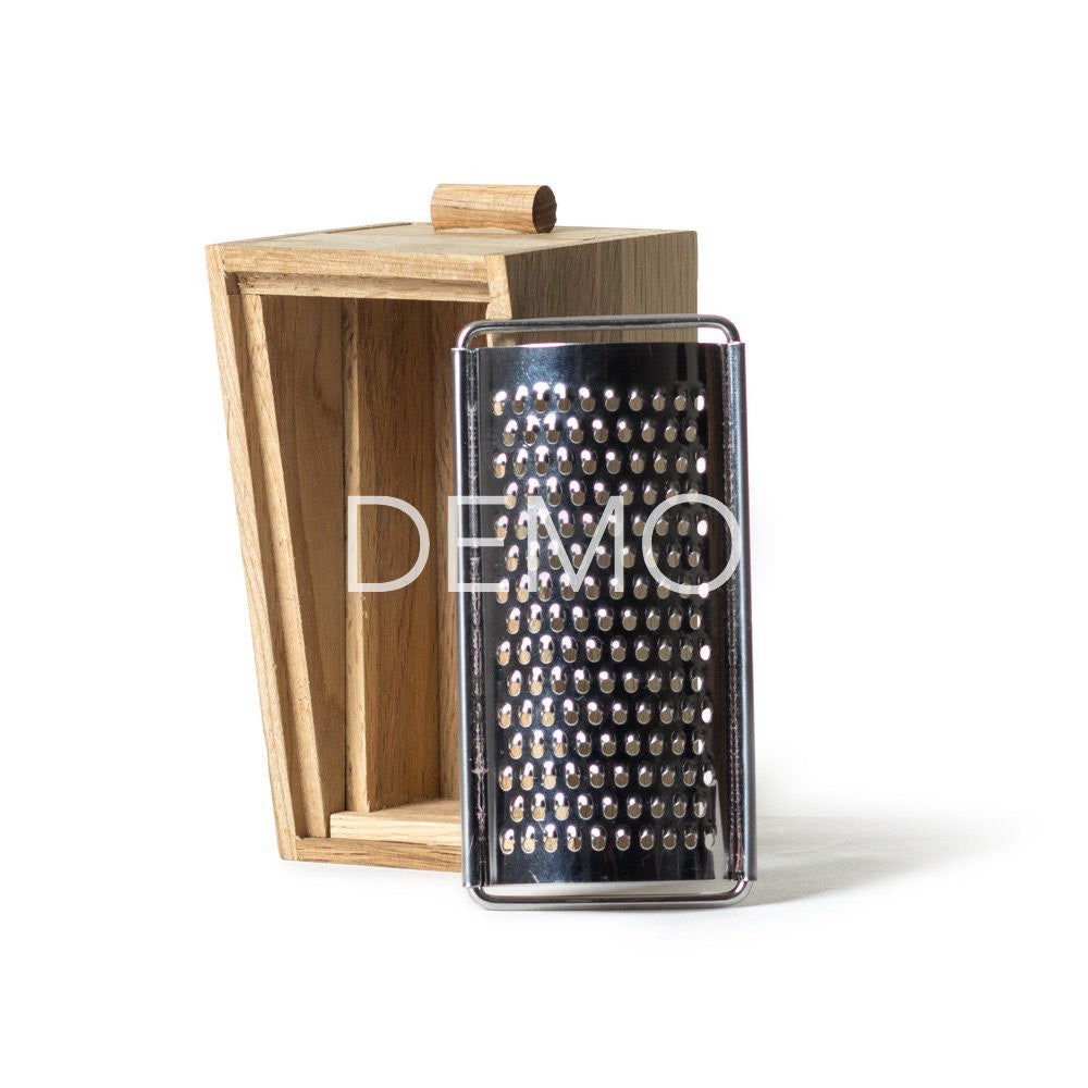 Oak Cheese Grater with Stainless Steel Grating Drawer